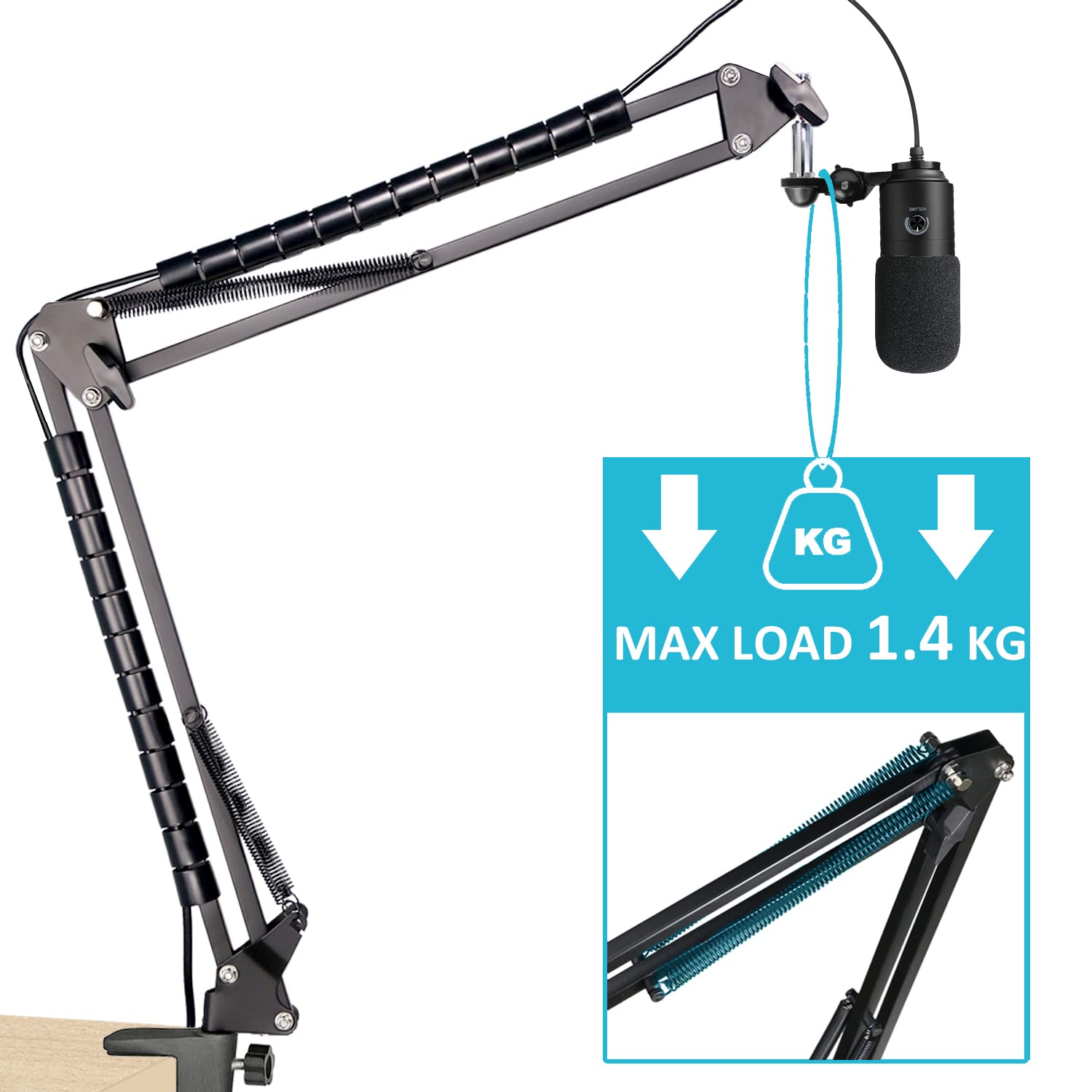 K669 Mic Boom Arm Stand with Pop Filter, Compatible with Fifine K669, Fifine 669B USB Microphone with Cable Sleeve by SUNMON